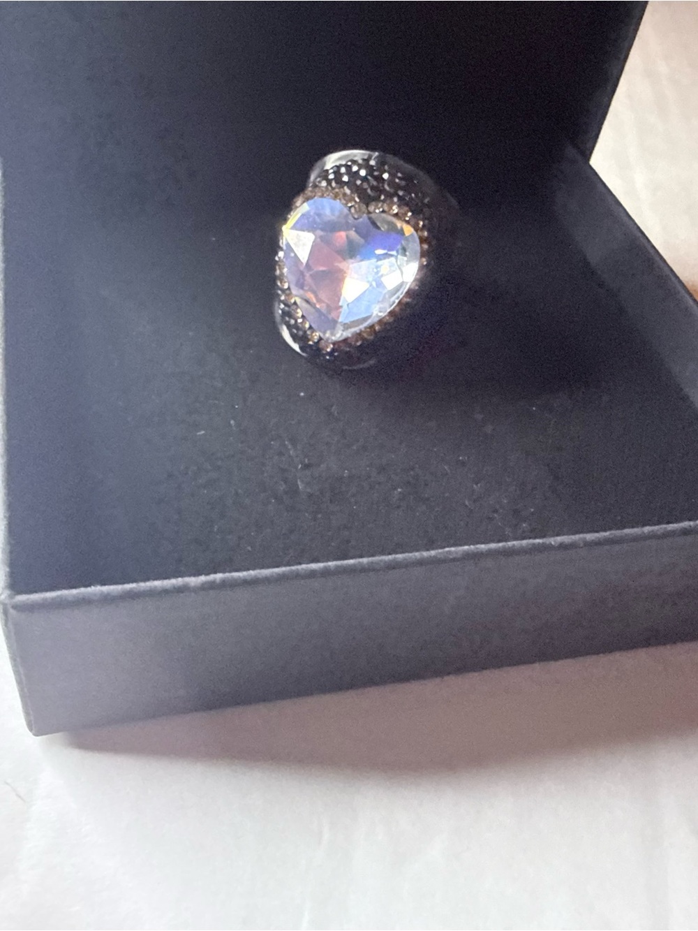 Source Unknown Iridescent Heart Ring in Silver Tones